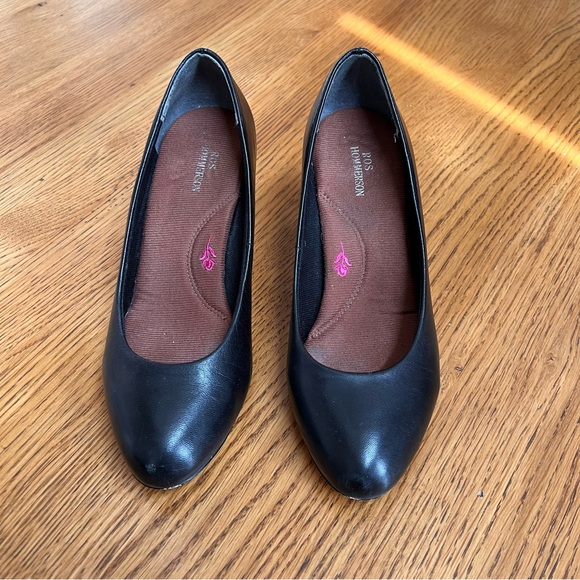 ⭐️ Ros Hommerson Valeda Chunky Low Heel Round Toe Black Kidskin Heel Size 6 - Picture 14 of 15